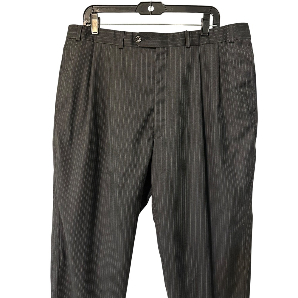 Men's Navy Pinstripe Dress Pants Pleated Trousers Business Casual Work 38x32